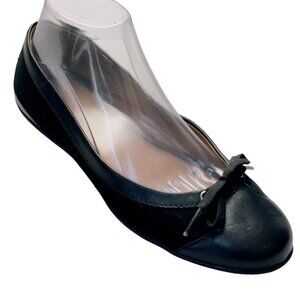 TALBOTS Women's Shoes Black Leather and Fabric Ballet Flats Size 8.5B